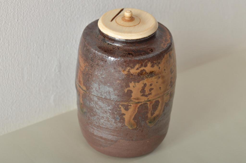 石田陶春作　丹波茶入　千代の栄　尋牛斎　共箱(茶道具)(R-046715)
