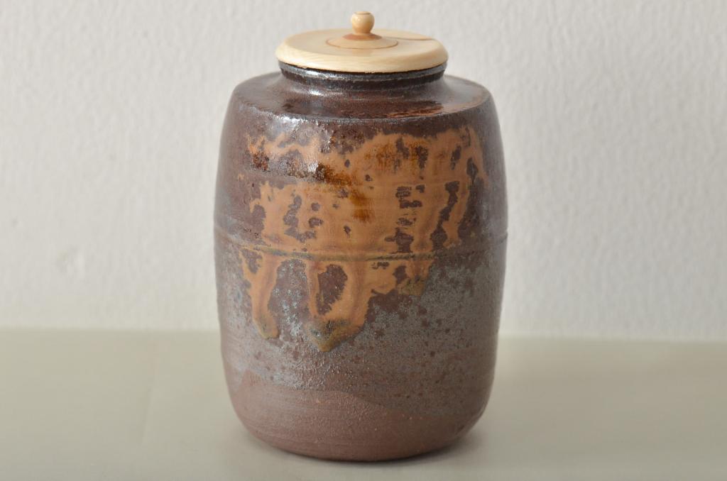 石田陶春作　丹波茶入　千代の栄　尋牛斎　共箱(茶道具)(R-046715)