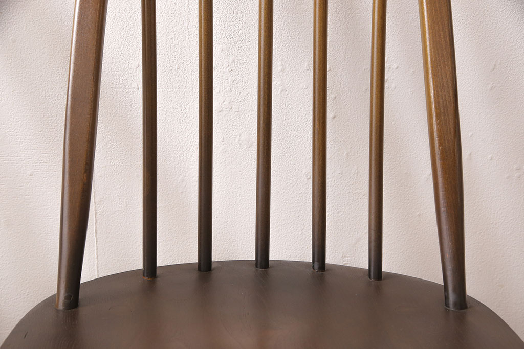 イギリスビンテージ　ERCOL(アーコール)　カントリースタイルにも合うクエーカーチェア4脚セット(椅子、板座チェア、ダイニングチェア、ヴィンテージ)(R-052275)