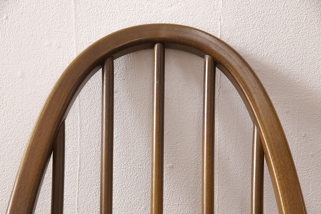 イギリスビンテージ　ERCOL(アーコール)　カントリースタイルにも合うクエーカーチェア4脚セット(椅子、板座チェア、ダイニングチェア、ヴィンテージ)(R-052275)