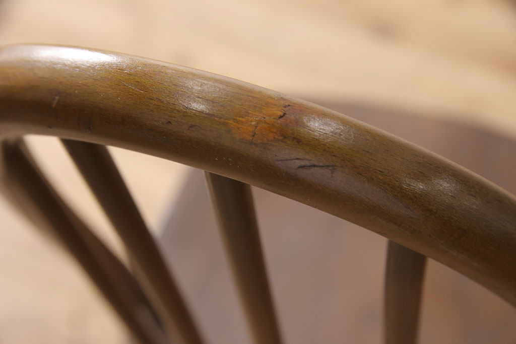 イギリスビンテージ　ERCOL(アーコール)　カントリースタイルにも合うクエーカーチェア4脚セット(椅子、板座チェア、ダイニングチェア、ヴィンテージ)(R-052275)
