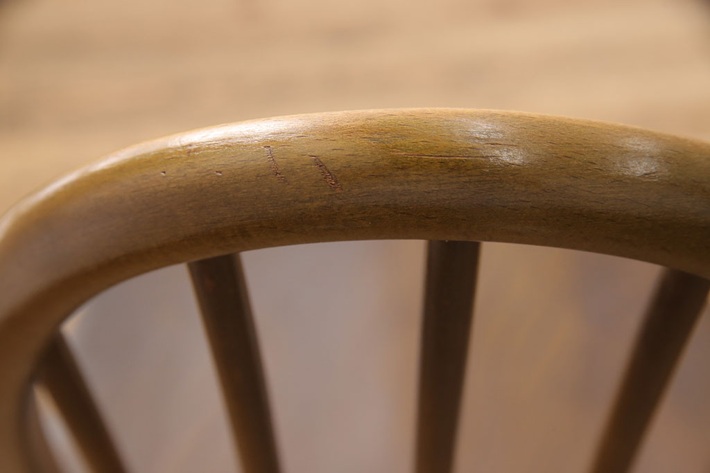 イギリスビンテージ　ERCOL(アーコール)　カントリースタイルにも合うクエーカーチェア4脚セット(椅子、板座チェア、ダイニングチェア、ヴィンテージ)(R-052275)