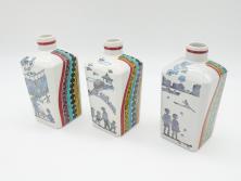 江戸期　伊万里　染付　線描　花唐草　松竹梅文　約10cm　3.2寸　一筆一筆丁寧な職人の絵付けが見事な小皿5枚セット(和皿、和食器、三寸二分)(R-073122)