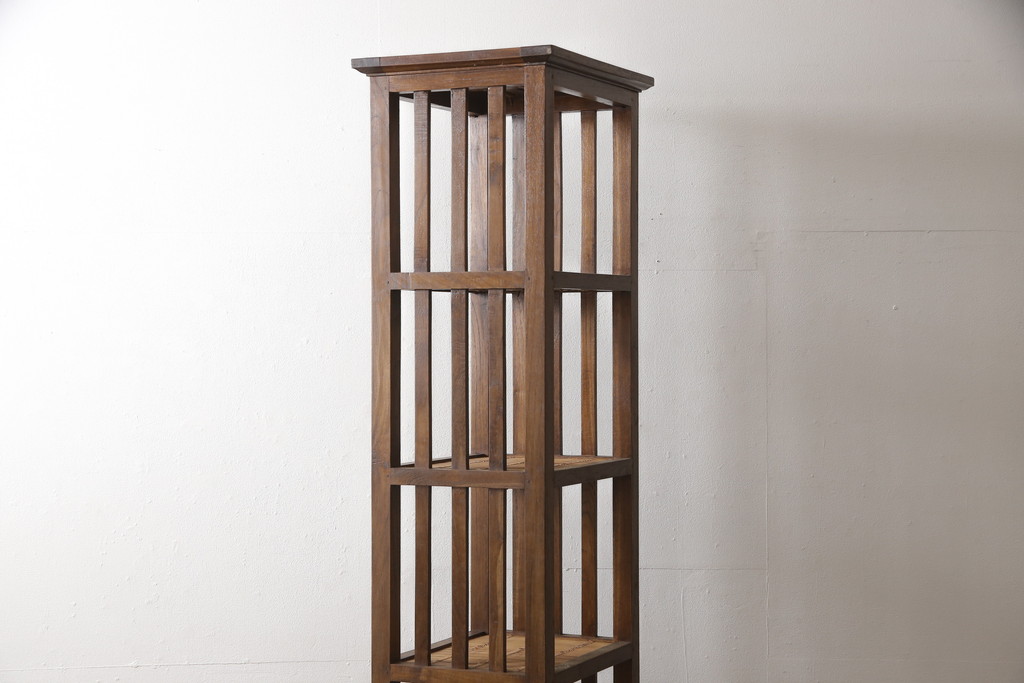 中古 希少な絶版品! 美品 アジアン家具 ヒッカドゥワ(HIKKA DUWA) チーク材 シンプルな縦型飾り棚(オープンラック、オープンシェルフ)(R-058370)  | ラフジュ工房