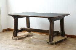 中古　美品　飛騨産業　キツツキ　PROVINCIAL(プロヴィンシャル・プロビンシャル)シリーズ　P31　オーク材　どっしりとした堅牢なつくりと素朴な佇まいが魅力のタバーンテーブル(ダイニングテーブル、4人掛け、6人掛け、食卓、作業台)(R-083318)