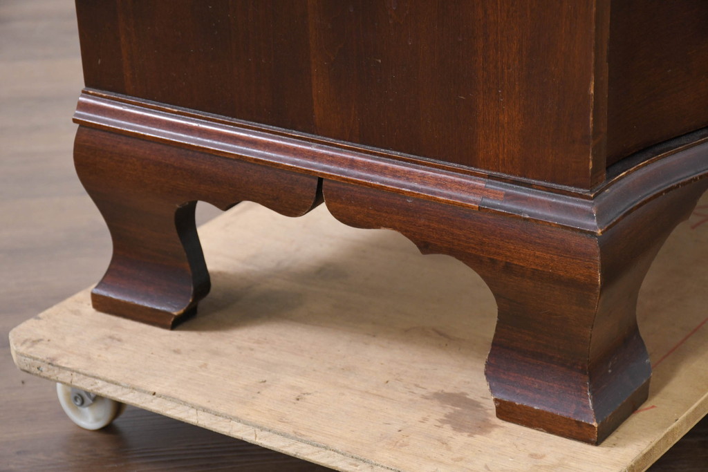 アメリカビンテージ　老舗工房　Jasper Cabinet(ジャスパーキャビネット)社　クラッシックデザインの小振りなビューローブックケース(ライディングビューロー、ライティングデスク、机、ワークデスク、本箱、本棚、飾り棚、収納棚、戸棚、引き出し、在宅用、在宅ワーク用、簿記机、ヴィンテージ)(R-083374)