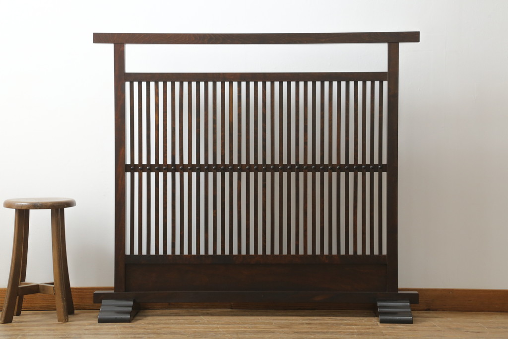 中古　松本民芸家具　和の趣溢れる佇まいが魅力のC型衝立て(つい立て、衝い立て、パーテーション、仕切り)(R-073883)