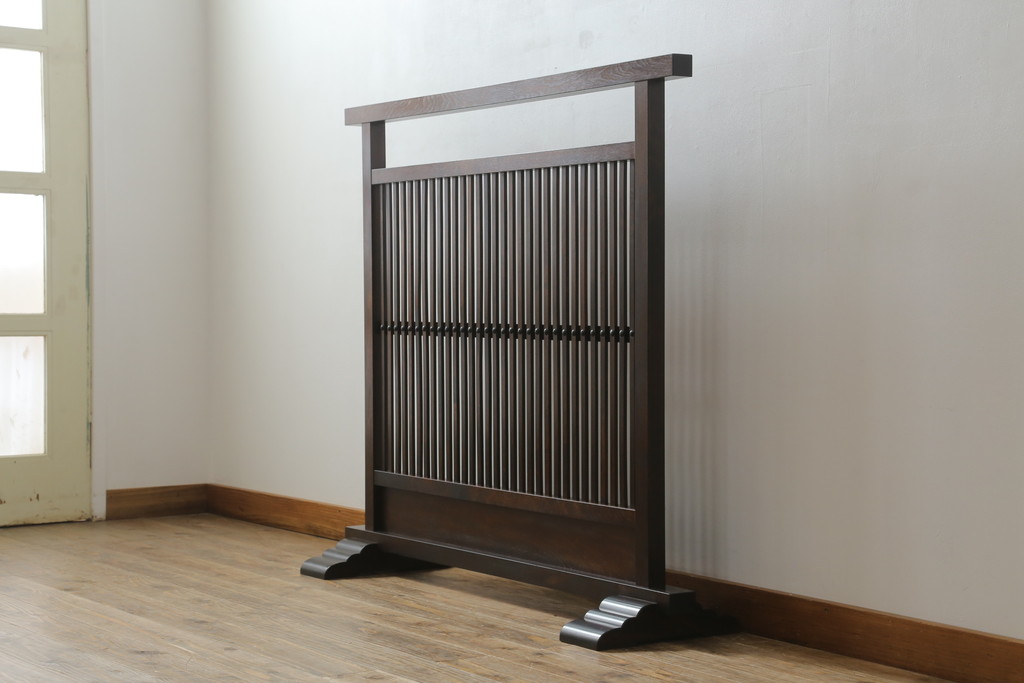 中古　松本民芸家具　和の趣溢れる佇まいが魅力のC型衝立て(つい立て、衝い立て、パーテーション、仕切り)(R-073883)