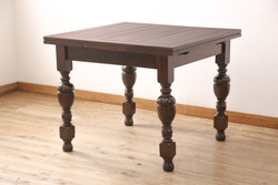 アンティーク家具　イギリスアンティーク　オーク材　ドローリーフテーブル(エクステンションテーブル、ダイニングテーブル)(R-049667)