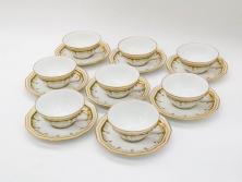 フランス　BERNARDAUD(ベルナルド)　LIMOGES(リモージュ)　気品あるデザインが魅力的なティーカップ&ソーサー8客セット(C&S、洋食器)(R-076821)