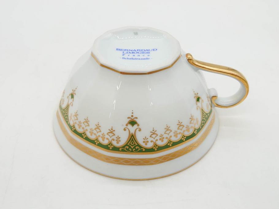 フランス　BERNARDAUD(ベルナルド)　LIMOGES(リモージュ)　気品あるデザインが魅力的なティーカップ&ソーサー8客セット(C&S、洋食器)(R-076821)