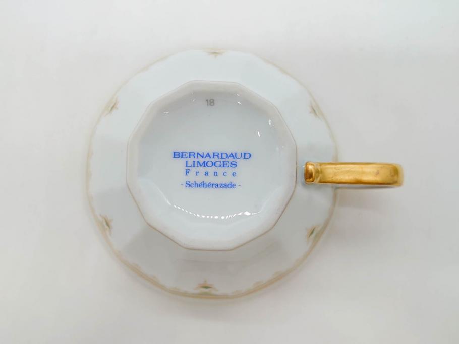 フランス　BERNARDAUD(ベルナルド)　LIMOGES(リモージュ)　気品あるデザインが魅力的なティーカップ&ソーサー8客セット(C&S、洋食器)(R-076821)