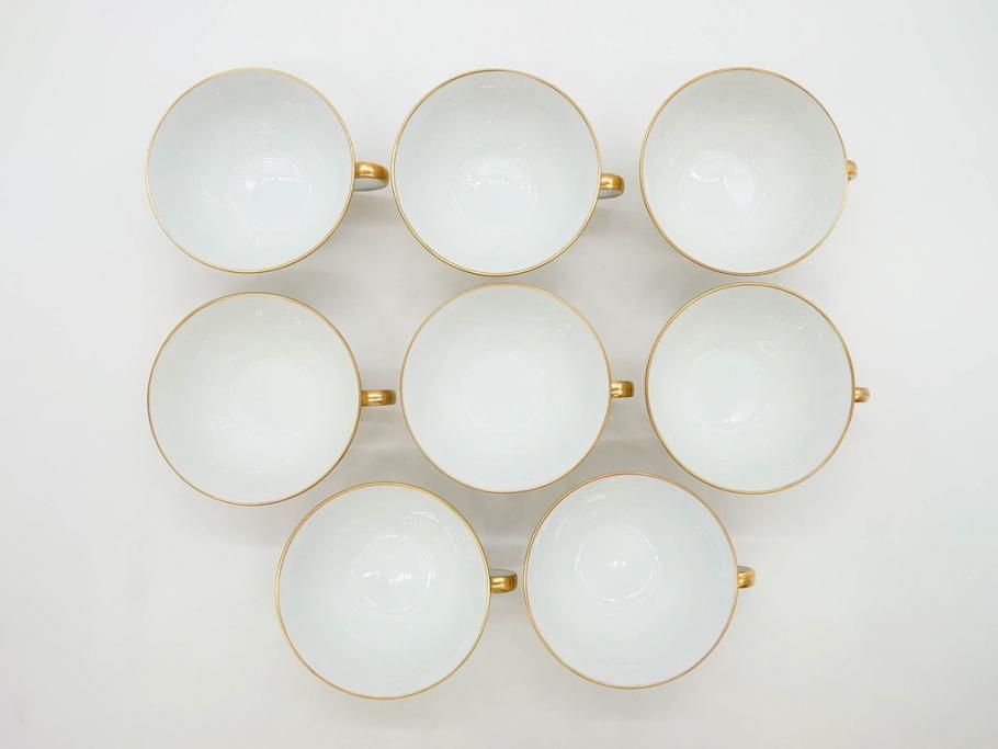 フランス　BERNARDAUD(ベルナルド)　LIMOGES(リモージュ)　気品あるデザインが魅力的なティーカップ&ソーサー8客セット(C&S、洋食器)(R-076821)