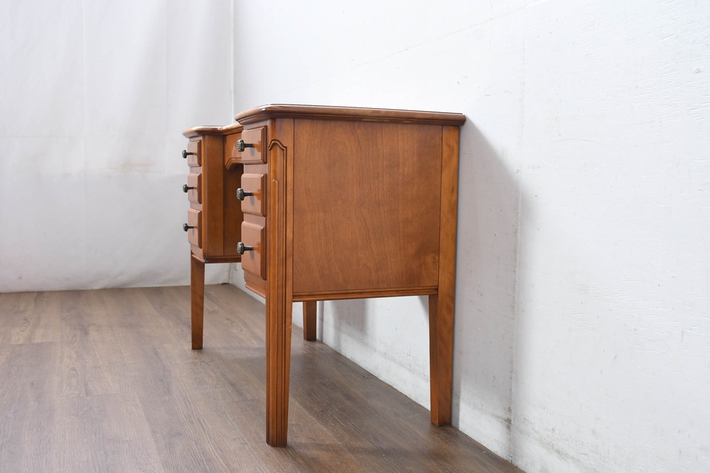 中古　横浜ダニエル(daniel)　Etranger(エトランジェ)　E-303　温かみのある色合いと上品な佇まいが魅力のレディースデスク(両袖机、ドレッサー、化粧台、コンソールテーブル、在宅用、在宅ワーク)(R-083264)