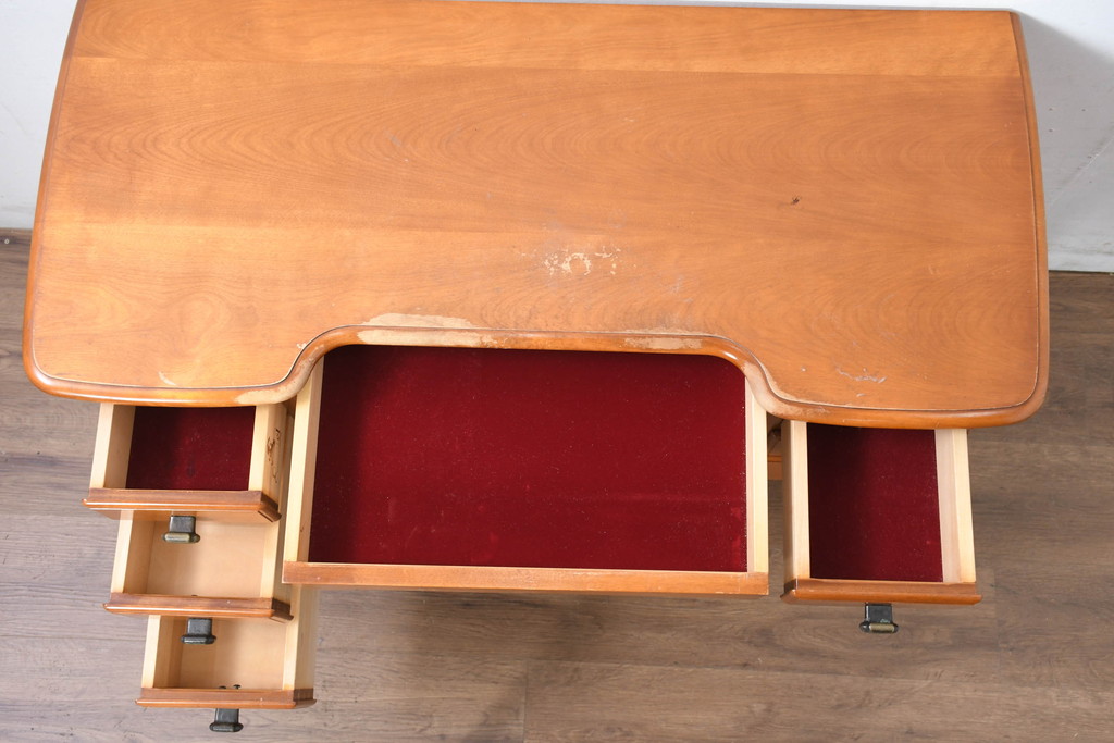 中古　横浜ダニエル(daniel)　Etranger(エトランジェ)　E-303　温かみのある色合いと上品な佇まいが魅力のレディースデスク(両袖机、ドレッサー、化粧台、コンソールテーブル、在宅用、在宅ワーク)(R-083264)
