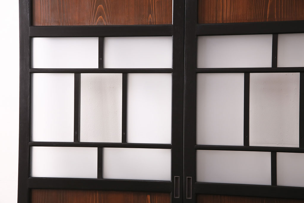 【オーダー注文・受注生産商品】ラフジュ工房オリジナル　凛とした雰囲気漂うガラス帯戸2枚セット(引き戸、板戸、建具)
