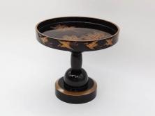 明治〜大正期　鶴松図　蒔絵　上品な和を演出する高杯(たかつき)(木製、菓子器、漆器、高月、盛器)(R-076861)