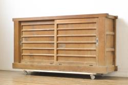 中古　松本民芸家具　シンプルで使いやすいK-3型食器棚(戸棚、収納棚、キャビネット)(定価約63万7千円)(R-049883)