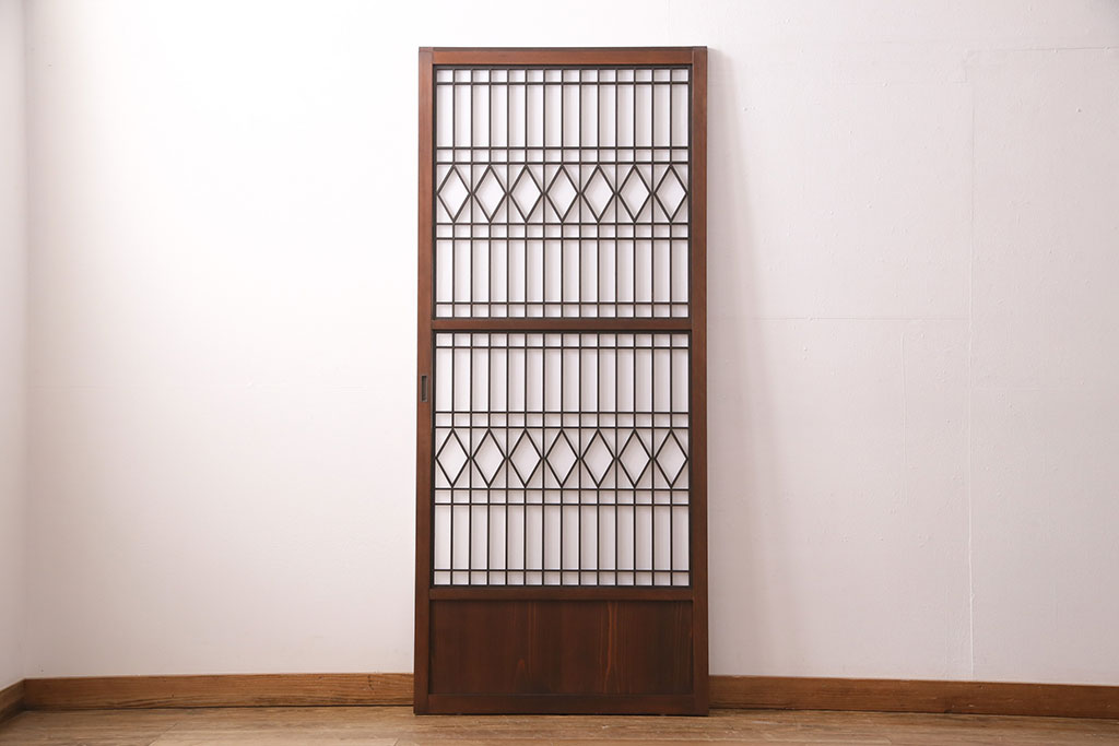 【オーダー注文・受注生産商品】ラフジュ工房オリジナル　大正ロマンの雰囲気漂う菱形模様の組子入り障子戸1枚(引き戸、格子戸、建具)