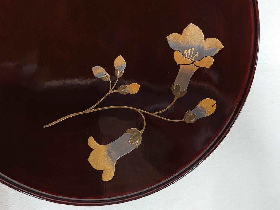 都筑幸哉作　輪島塗　蒔絵　松溜塗　桐の花　雅な佇まいの銘々盆10客セット(お盆、トレイ、トレー、銘々皿、木製、漆器、和食器、共箱付)(R-083556)