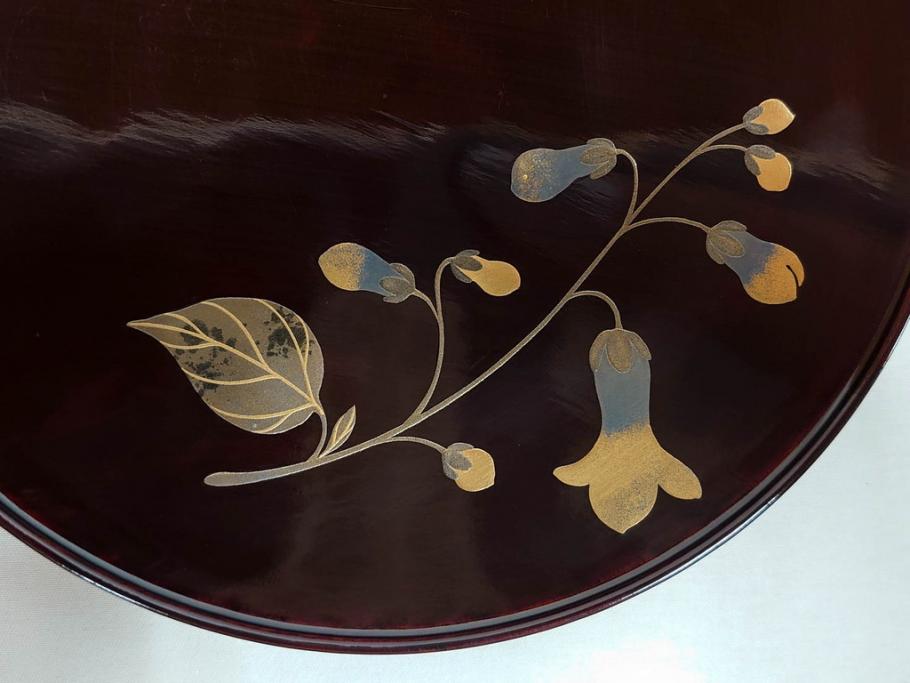 都筑幸哉作　輪島塗　蒔絵　松溜塗　桐の花　雅な佇まいの銘々盆10客セット(お盆、トレイ、トレー、銘々皿、木製、漆器、和食器、共箱付)(R-083556)