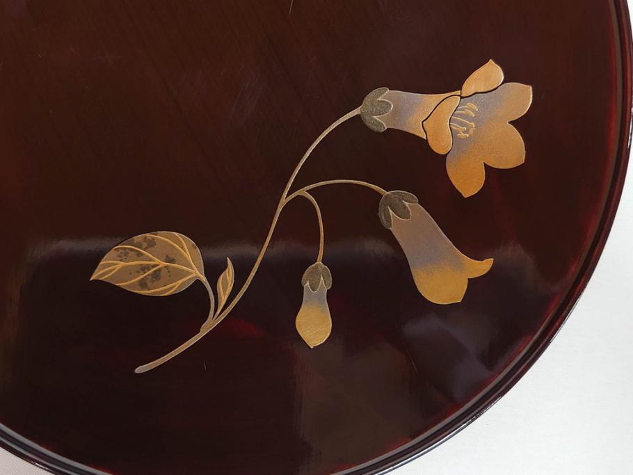 都筑幸哉作　輪島塗　蒔絵　松溜塗　桐の花　雅な佇まいの銘々盆10客セット(お盆、トレイ、トレー、銘々皿、木製、漆器、和食器、共箱付)(R-083556)
