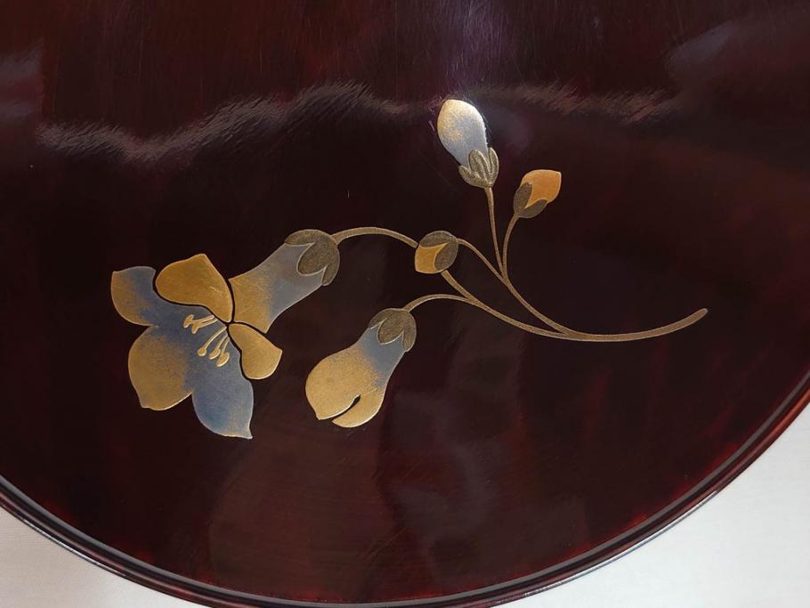 都筑幸哉作　輪島塗　蒔絵　松溜塗　桐の花　雅な佇まいの銘々盆10客セット(お盆、トレイ、トレー、銘々皿、木製、漆器、和食器、共箱付)(R-083556)