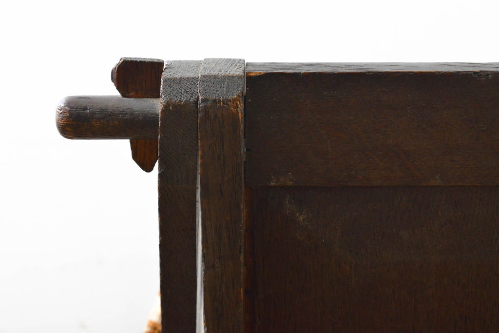 和製アンティーク　希少!　日本製　ナラ材　木の自然な風合いを楽しめるグラストンベリーチェア(板座チェア、イス、椅子)(R-061764)