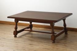 中古　美品　松本民芸家具　特注サイズ　和洋折衷の空間と相性の良いC型センターテーブル(定価約22円)(ローテーブル)(R-061362)
