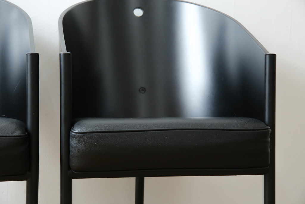 イタリアビンテージ　名作希少品!!　ドリアデ(Driade)　コステス(COSTES)　フィリップ・スタルク(Philippe Starck)デザイン　流線形のフォルムが美しいダイニングチェア2脚セット(椅子、イス、ヴィンテージ、バラ売り可能)(R-082289)
