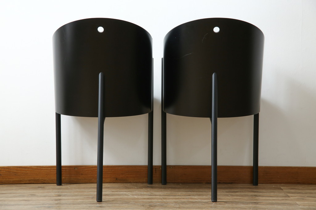 イタリアビンテージ　名作希少品!!　ドリアデ(Driade)　コステス(COSTES)　フィリップ・スタルク(Philippe Starck)デザイン　流線形のフォルムが美しいダイニングチェア2脚セット(椅子、イス、ヴィンテージ、バラ売り可能)(R-082289)