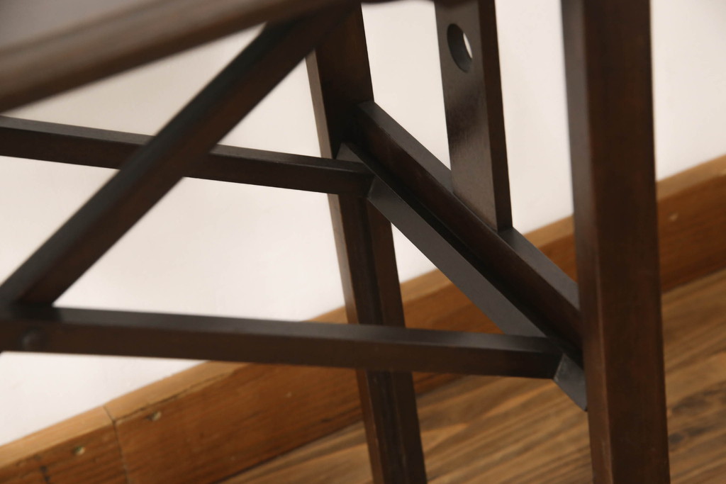 和製アンティーク　山葉(ヤマハ、日本楽器)　シンプルな透かしがアクセントの折り畳みテーブル(折りたたみ机、サイドテーブル、コンソールテーブル、作業台、カフェテーブル、コーヒーテーブル)(R-064749)