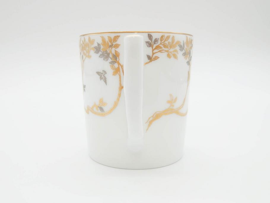 大倉陶園(OKURA、OAC)　フクロウ　ゴールドのデザインが優美な印象を与えるマグカップ(洋食器、箱付き、梟、リス)(R-070218)