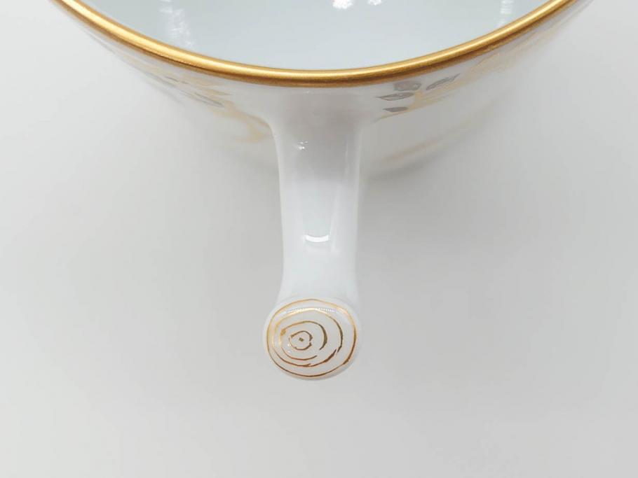 大倉陶園(OKURA、OAC)　フクロウ　ゴールドのデザインが優美な印象を与えるマグカップ(洋食器、箱付き、梟、リス)(R-070218)