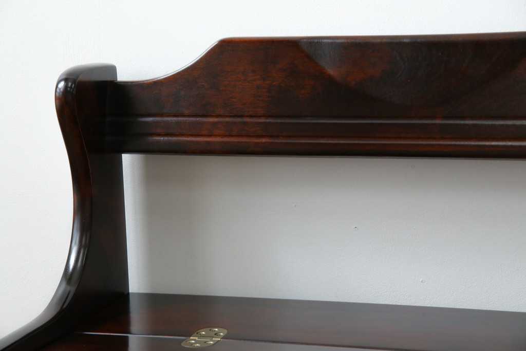 中古　美品　山室家具製作所　民芸家具　北の匠　木のぬくもりを感じる収納付きベンチ(板座チェア、長椅子、イス)(R-078102)