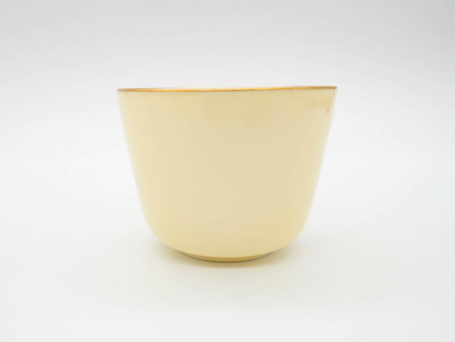 大倉陶園(OKURA、OAC)　色蒔き(クリーム)　シンプルながら上品な雰囲気を醸し出すモーニングカップ&ソーサー(洋食器、C&S、箱付き)(R-070219)