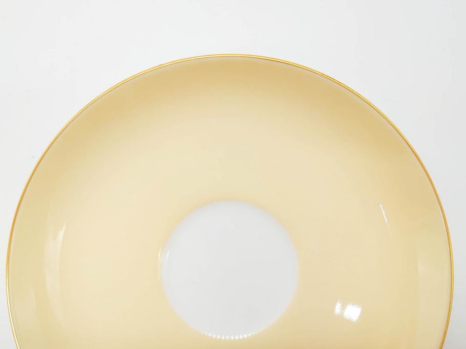 大倉陶園(OKURA、OAC)　色蒔き(クリーム)　シンプルながら上品な雰囲気を醸し出すモーニングカップ&ソーサー(洋食器、C&S、箱付き)(R-070219)