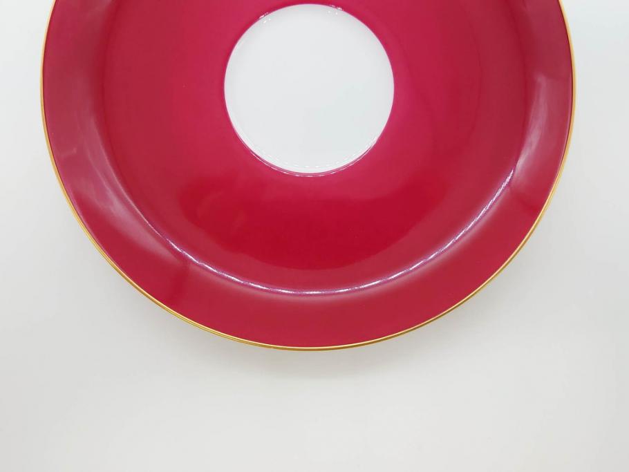 大倉陶園(OKURA、OAC)　色蒔き(マロン)　シンプルながら上品な雰囲気を醸し出すモーニングカップ&ソーサー(洋食器、箱付き、マローネ、マルーン)(R-070222)