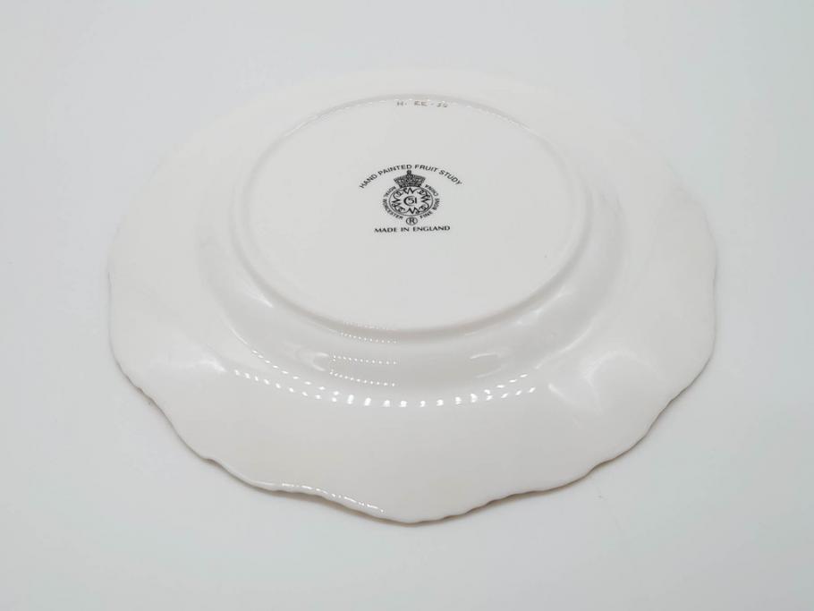 イギリス　ROYAL WORCESTER(ロイヤルウースター)　ペインテッドフルーツ　スモモ　約20cm　一つ一つ丁寧に絵付けされた意匠が美しいプレート(ハンドペイント、箱付き、洋食器、皿、すもも、プラム)(R-070224)