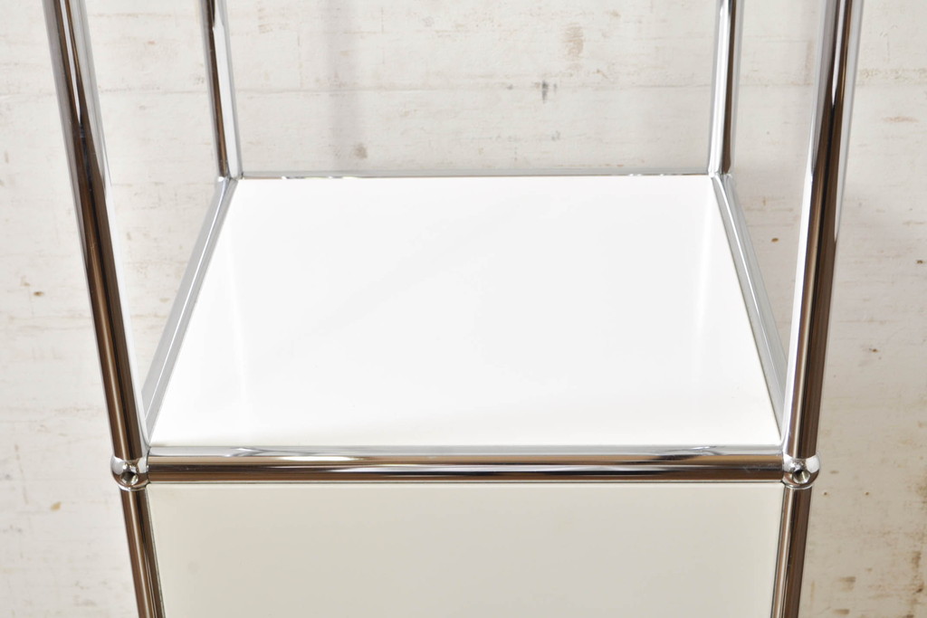 中古　USMハラー(USM Haller)　鍵付きショーケースが魅力の鉄製キャビネット(収納棚、オープンラック、飾り棚、陳列棚、ガラスケース、店舗什器)(R-074362)