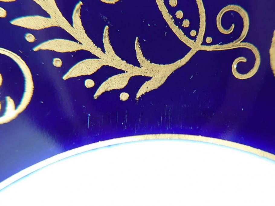 東ドイツ　リヒテ社　Lichte Echt Kobalt　金彩　コバルト　落ち着いた紺色に金の装飾が美しいカップ&ソーサー6客セット(洋食器、C&S)(R-070231)