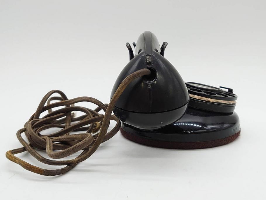 アメリカ　LONG DISTANCE TELEPHONE　レトロなデザインがお洒落なダイヤル式黒電話(電話機、USA、テレフォン)(R-076869)