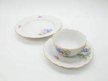 中古　ROYAL COPENHAGEN(ロイヤルコペンハーゲン)　ブルーフラワー　カーブ　コーヒーカップ&ソーサー(洋食器)3客セット