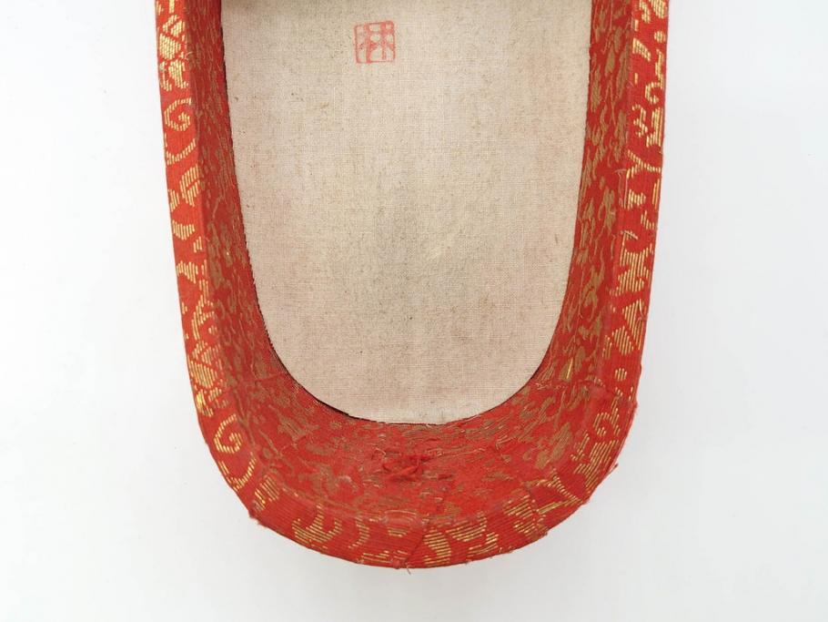 金襴張り　挿鞋(束帯、木製、履物、靴、くつ、クツ、法要、葬儀、仏具、僧侶、法衣、装束、神主)(R-070236)