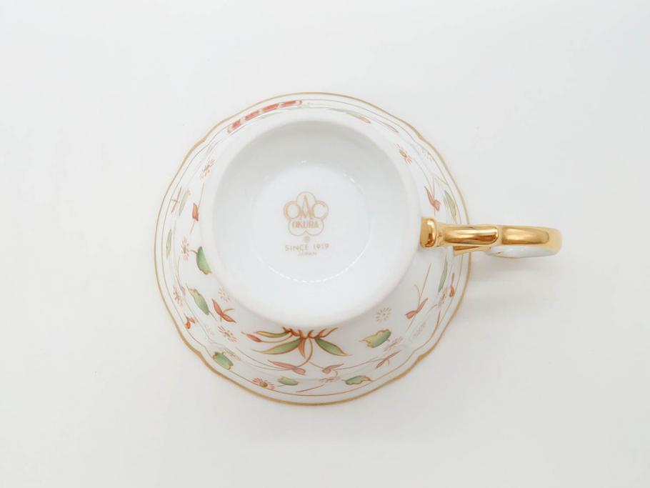 大倉陶園(OAC)　OKURA CHINA　フラワー　華やかな花のデザインが気分を上げてくれるティーカップ&ソーサー3客セット(箱付き、洋食器)(R-070260)