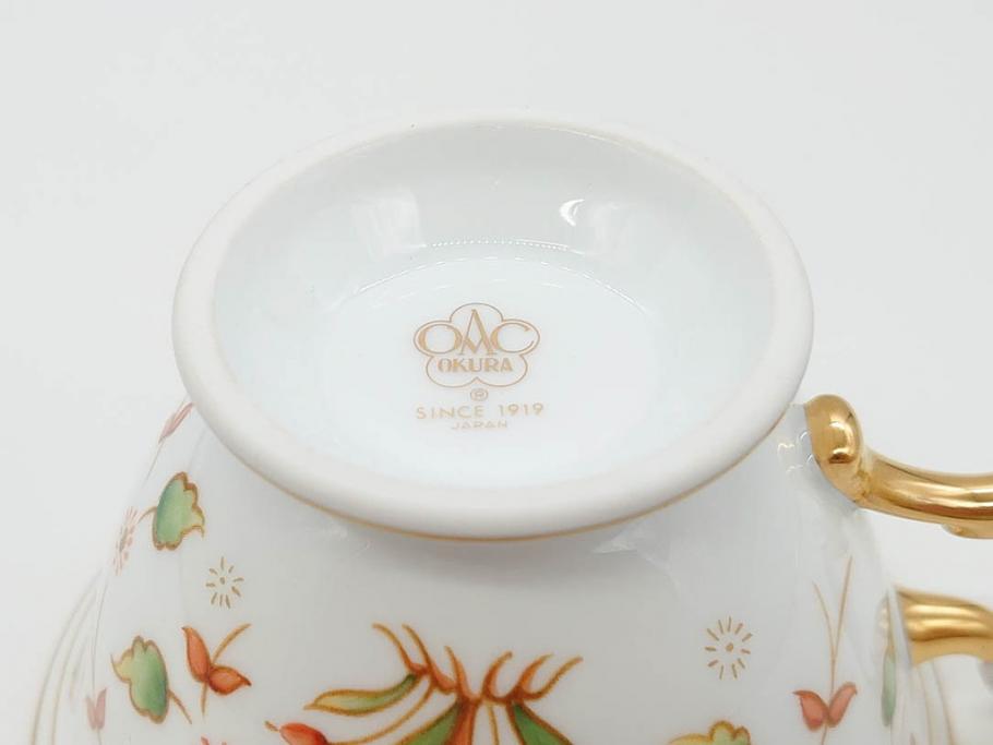 大倉陶園(OAC)　OKURA CHINA　フラワー　華やかな花のデザインが気分を上げてくれるティーカップ&ソーサー3客セット(箱付き、洋食器)(R-070260)