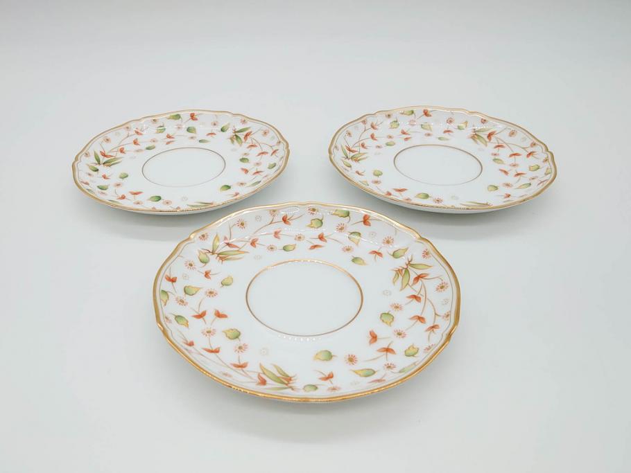 大倉陶園(OAC)　OKURA CHINA　フラワー　華やかな花のデザインが気分を上げてくれるティーカップ&ソーサー3客セット(箱付き、洋食器)(R-070260)