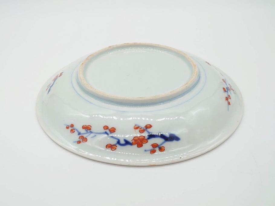 幕末　伊万里　色絵　7寸　約22cm　優雅に舞う蝶のデザインが魅力の中皿3枚セット(花蝶、鳳凰、鳥、竹、紫陽花、和食器、七寸)(R-070264)