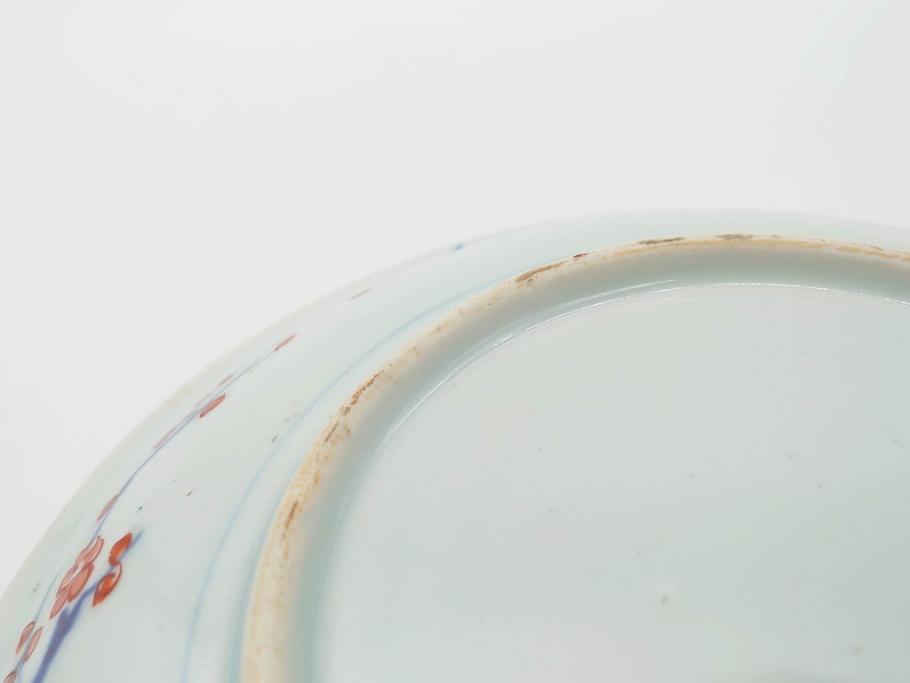 幕末　伊万里　色絵　7寸　約22cm　優雅に舞う蝶のデザインが魅力の中皿3枚セット(花蝶、鳳凰、鳥、竹、紫陽花、和食器、七寸)(R-070264)