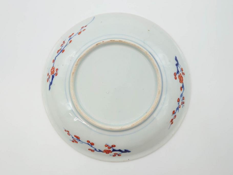 幕末　伊万里　色絵　7寸　約22cm　優雅に舞う蝶のデザインが魅力の中皿3枚セット(花蝶、鳳凰、鳥、竹、紫陽花、和食器、七寸)(R-070264)